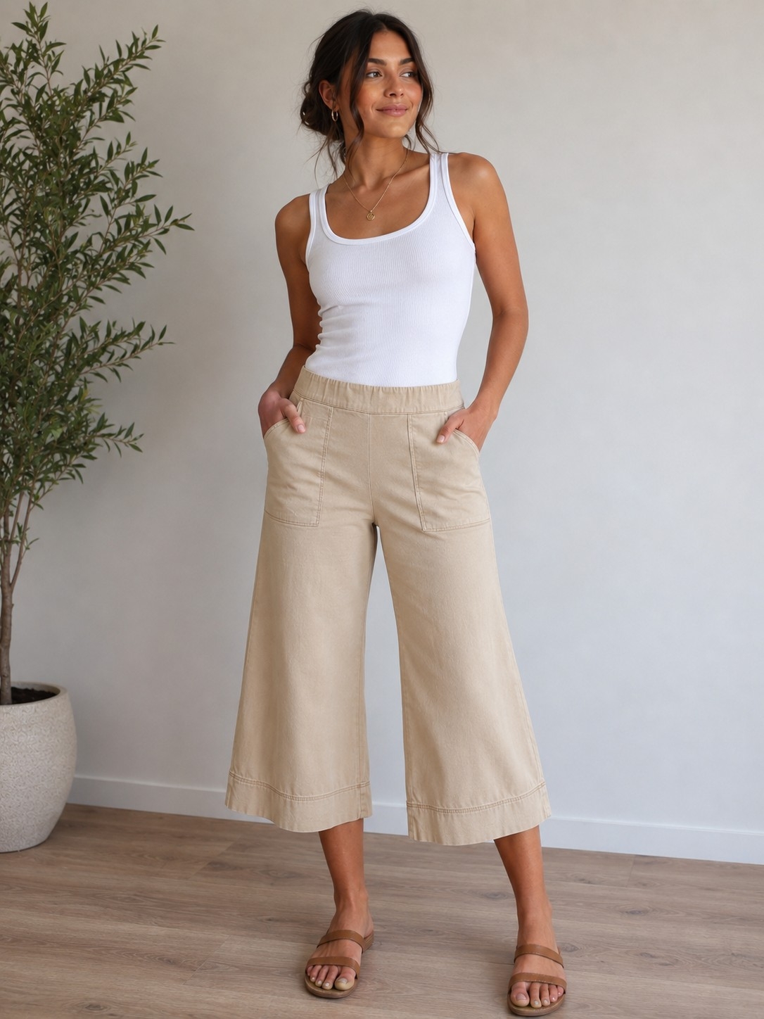 Joie Wide-Leg Cropped Pull-On Pants